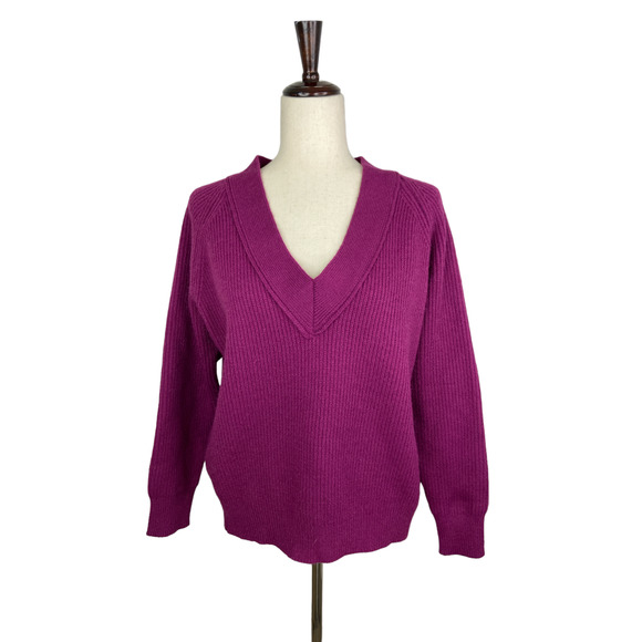 FRNCH V-Neck Rib Long Sleeve Sweater M/L - Picture 1 of 5